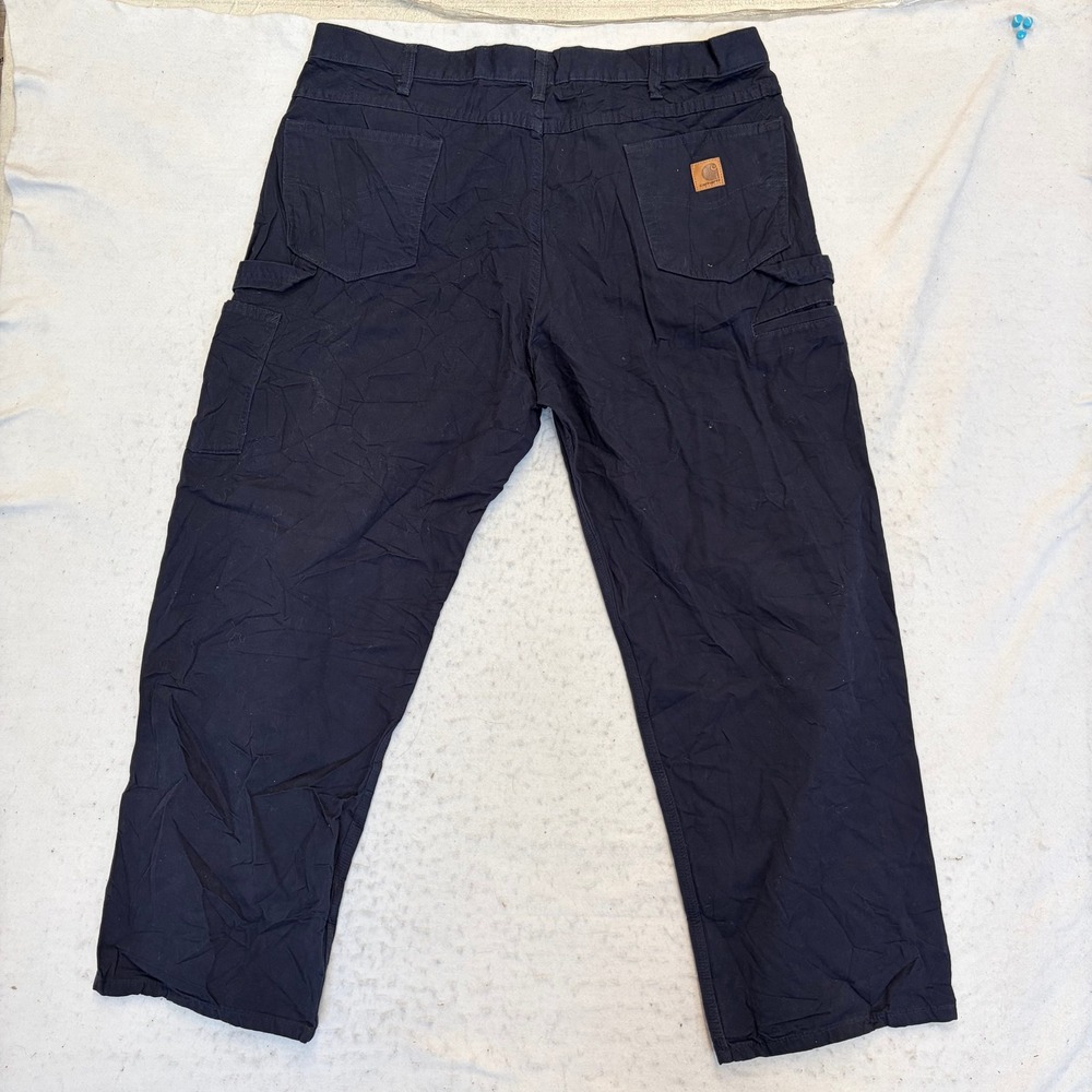 Carhartt Carpenter Pants Mens 42x30 Navy Blue Loose Original Fit Canvas B159-NVY